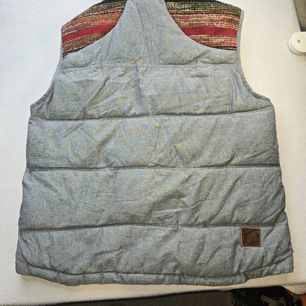 Third & Army Southwestern Hooded Puffer Vest Mens L Gorpcore Aztec Blanket Blue